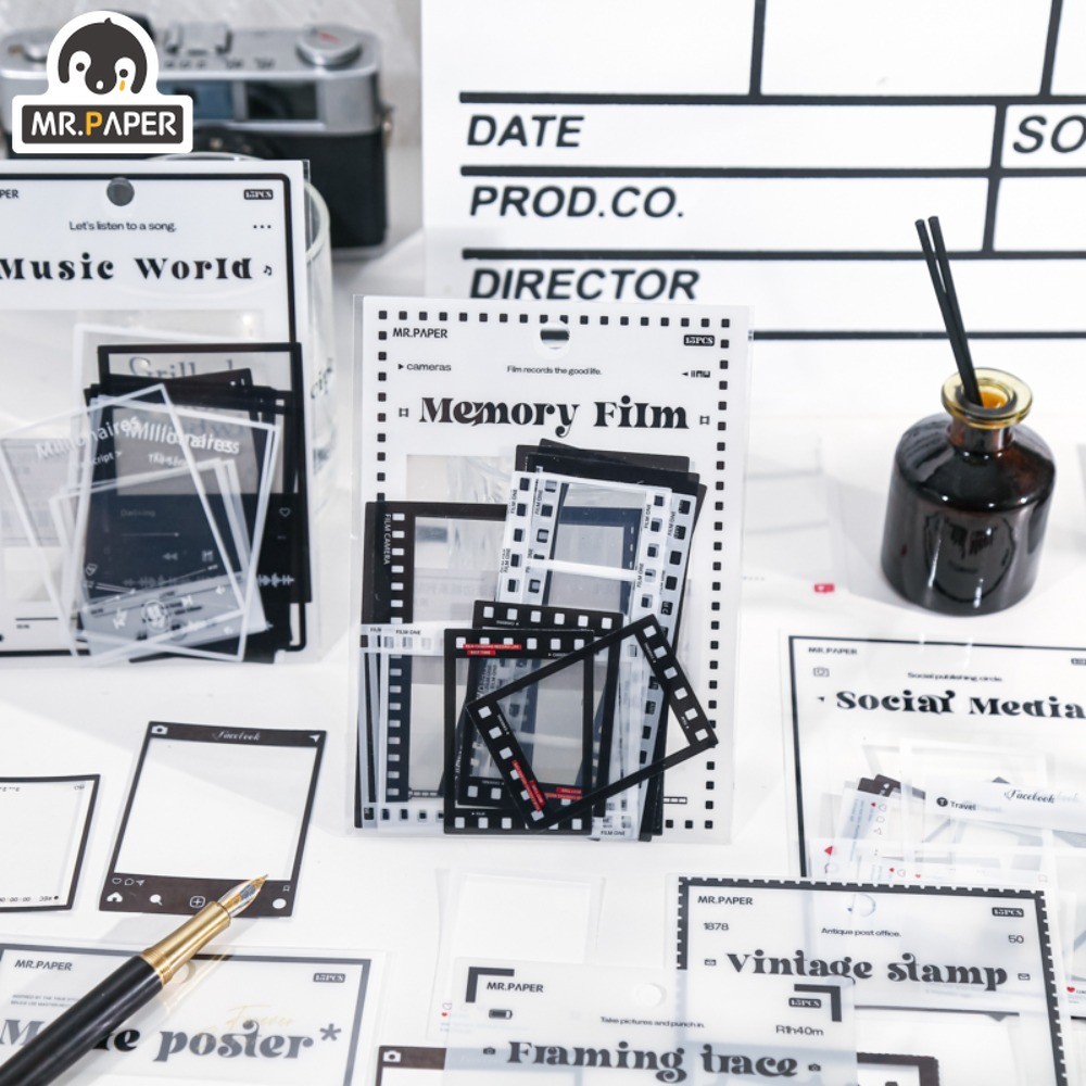 

Mr. Paper Vintage Film Border Sticker Pack Life Border Series Handbook Material Collage Art Supplies Stationery 6 Style
