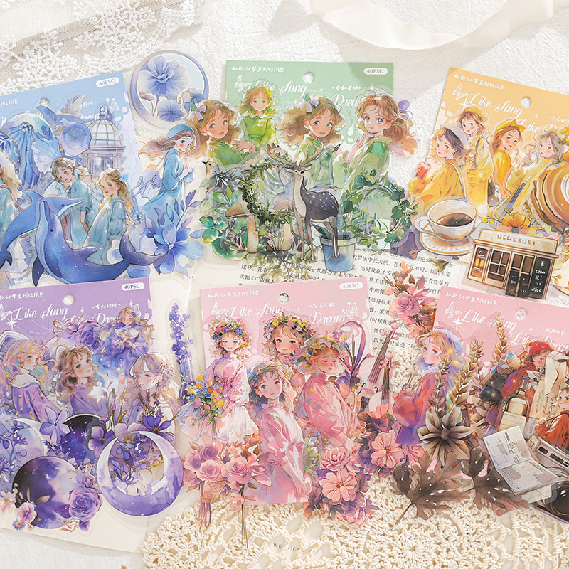 

30 pcs/pack Kawaii Scrapbook supplies Stickers Cartoon Girl Junk Journaling Scrapbooking Supplies Decorative Stationery Sticker