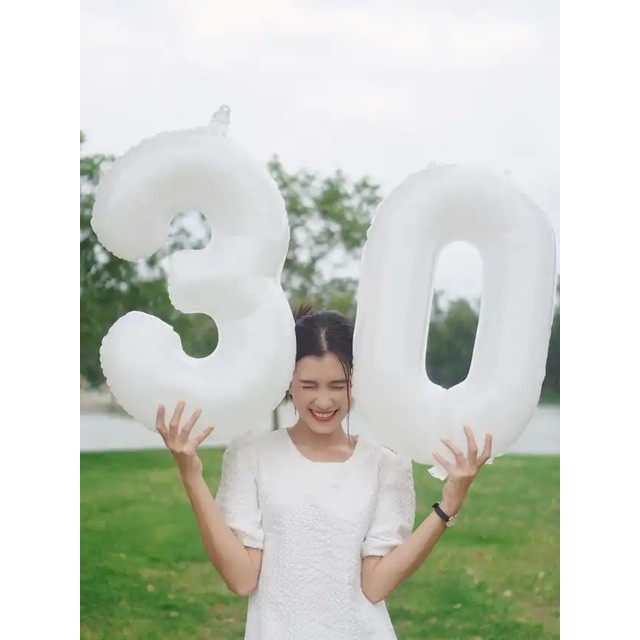 BALON ANGKA JUMBO 80 CM PUTIH/BALON ANGKA 0-9 WARNA PUTIH DEKORASI ULANG TAHUN