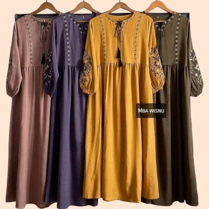 Gamis Putih Jumbo Ld 120 130 140 NAYLA DRESS S M L XL XXL XXXL 5L - Army, S