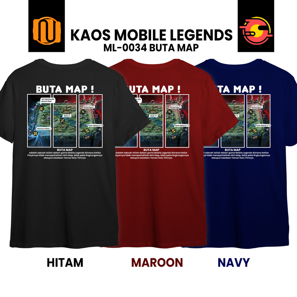 Nuhifa Store Kaos Unik BUTA MAP Mobile Legeds MLBB Lengan Pendek Hitam  Pria Wanita Premium