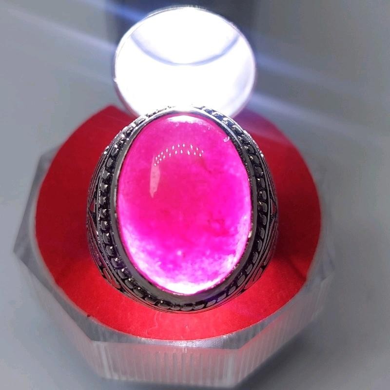 cincin giok jambon / giok pink kristal tembus plong / china burma