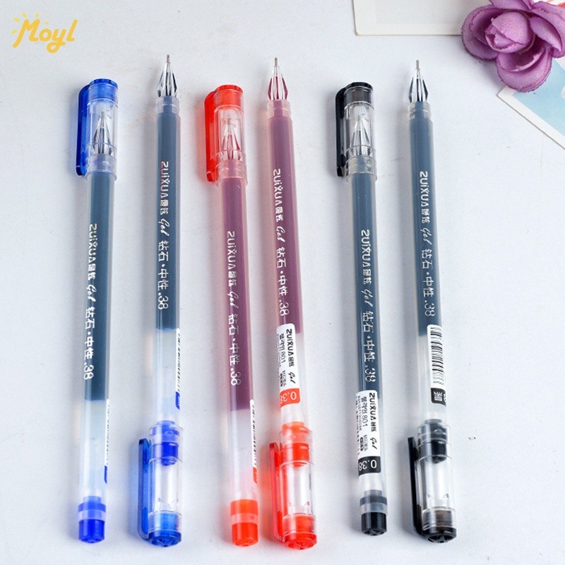 

6pcs 0.38mm Kapasitas Besar Gel Pen Mahasiswa Hitam/Merah/Biru