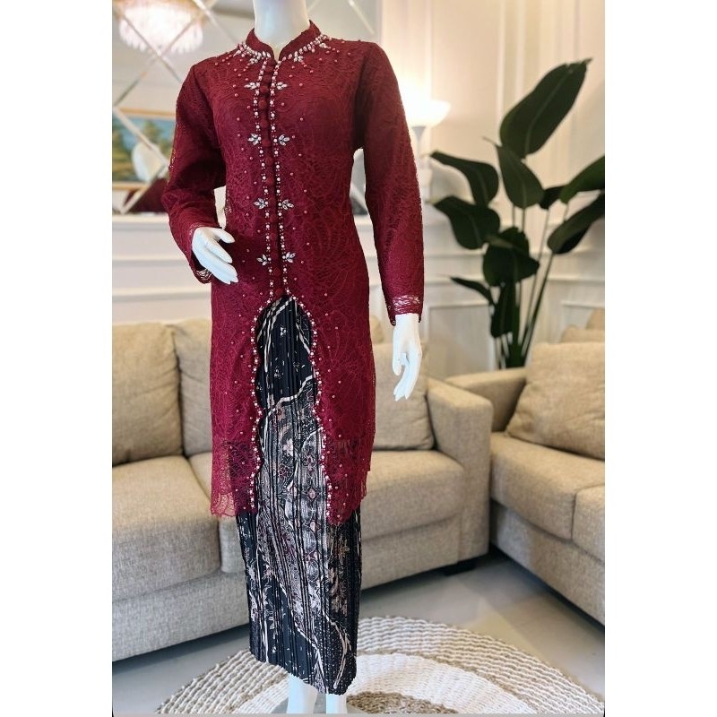 Kebaya Tunik kancing Brokat Naura Payet Kebaya Ibu BESAN Kebaya Modern