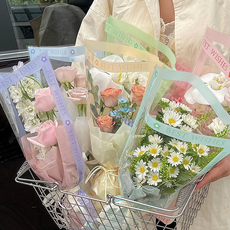 

(50LEMBAR) Flower Wrapping Paper / Clear List Frame Opp Pouch / Kertas Bunga Buket Bening Transparent Single Rose Kantong