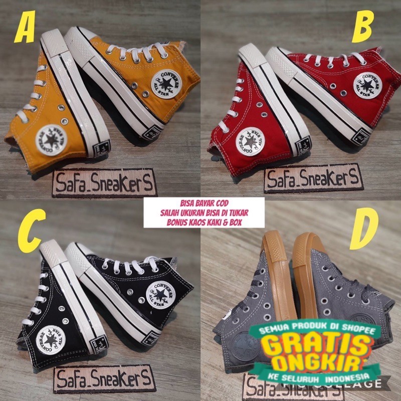 Sepatu anak laki laki perempuan Sneakers sekolah hitam putih casual keren/ marun maroon merah bata m