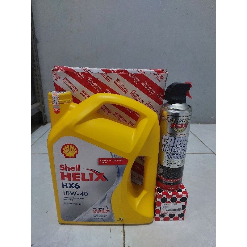 Paket ganti oli Shell HX6,SAE 10W40 tune up for mobil avanza Xenia jaminan Original