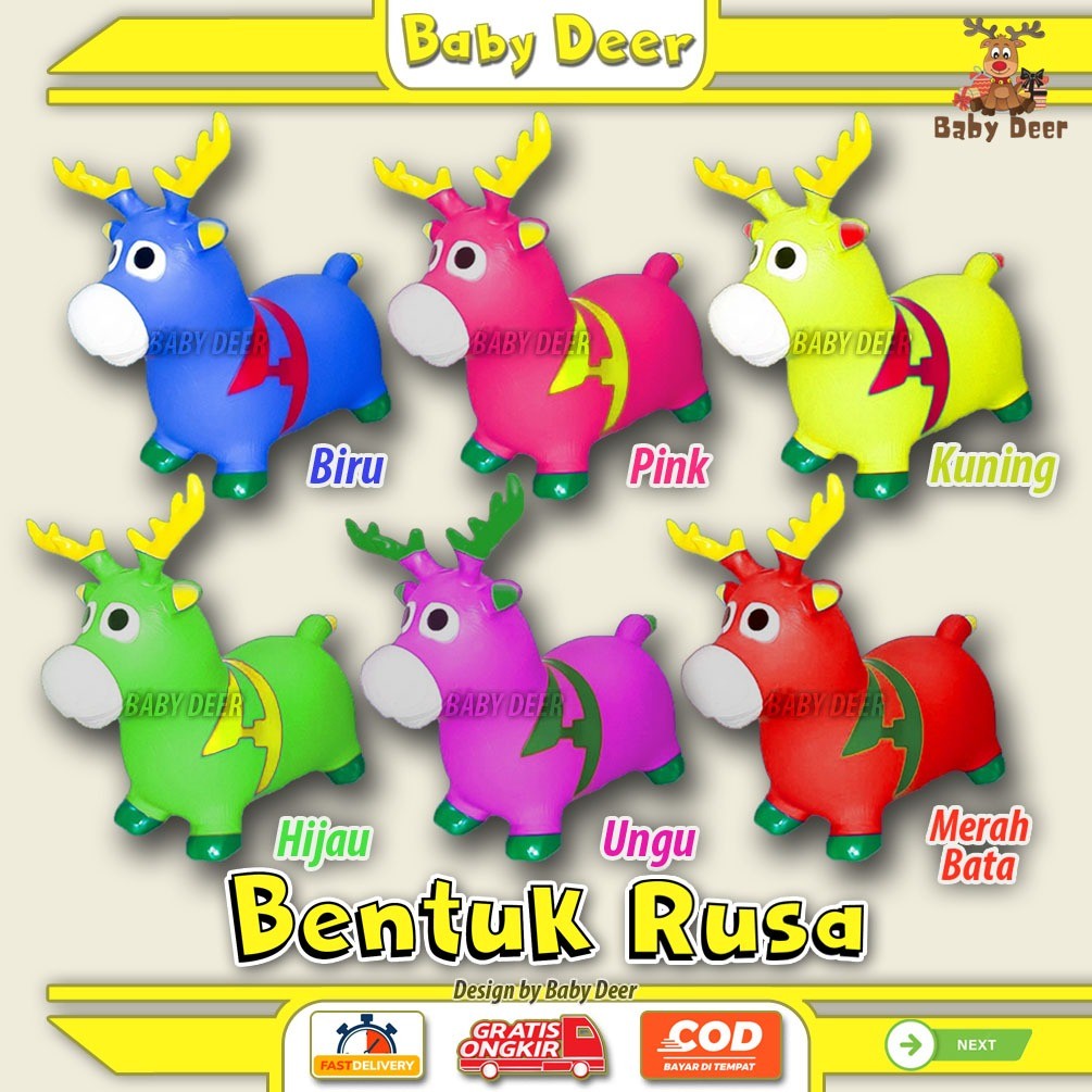 JR60OI Et3 BENTUK RUSA Kudaan Musik Anak Mainan Jumping Animal Karet Viral Murah Hewan Lucu Jumbo Be