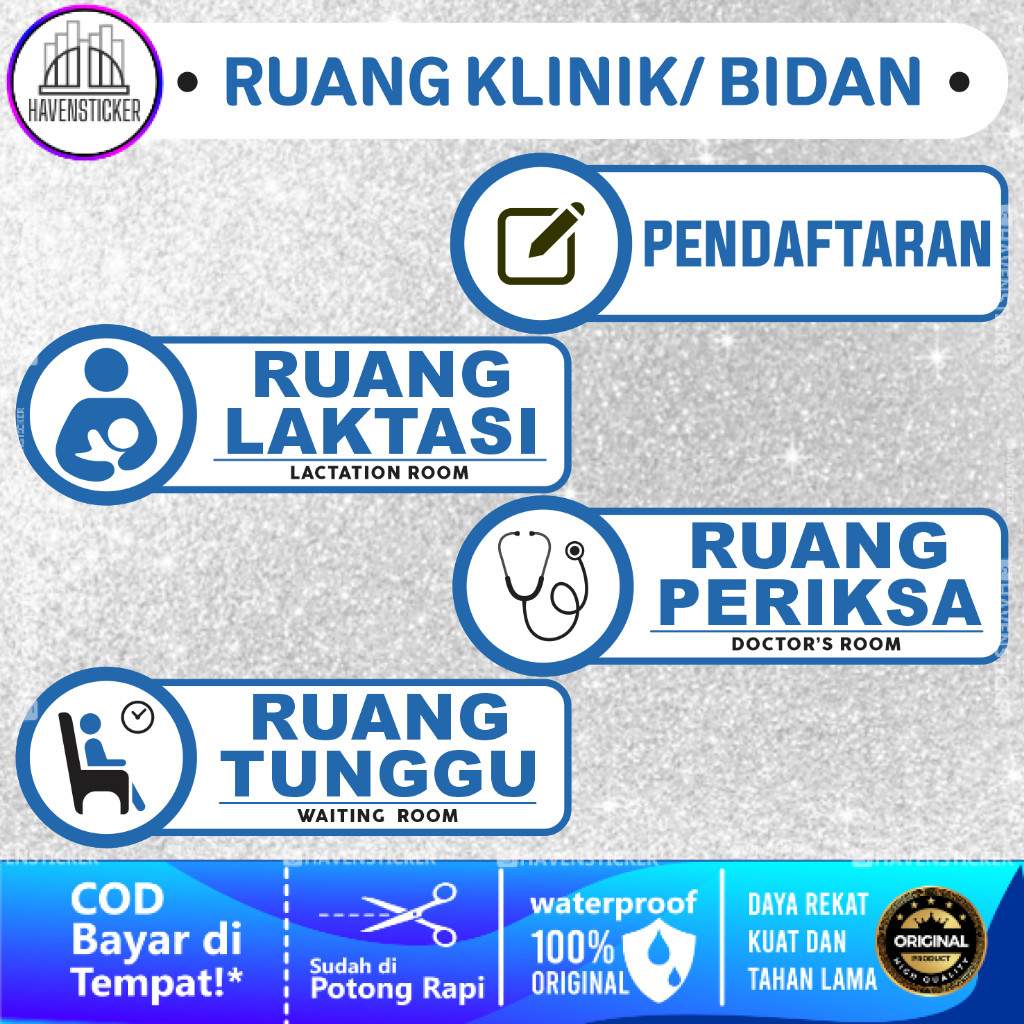 

Stiker Pendaftaran, Ruang Laktasi, Ruang Periksa, Ruang Tunggu Laminasi Kilat