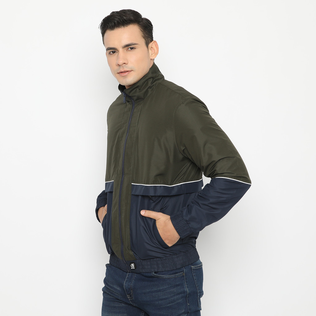 d&f jaket pria unisex parasut biker -  olive navy