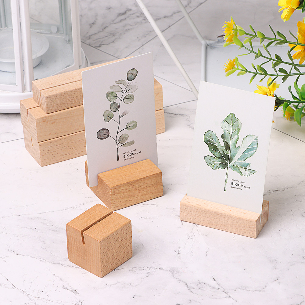 

Wood Table Numbers Holder Place Card Picture Cards Display Stand Clamps Stand Paper Clamp Photos Clips Desktop Decoration