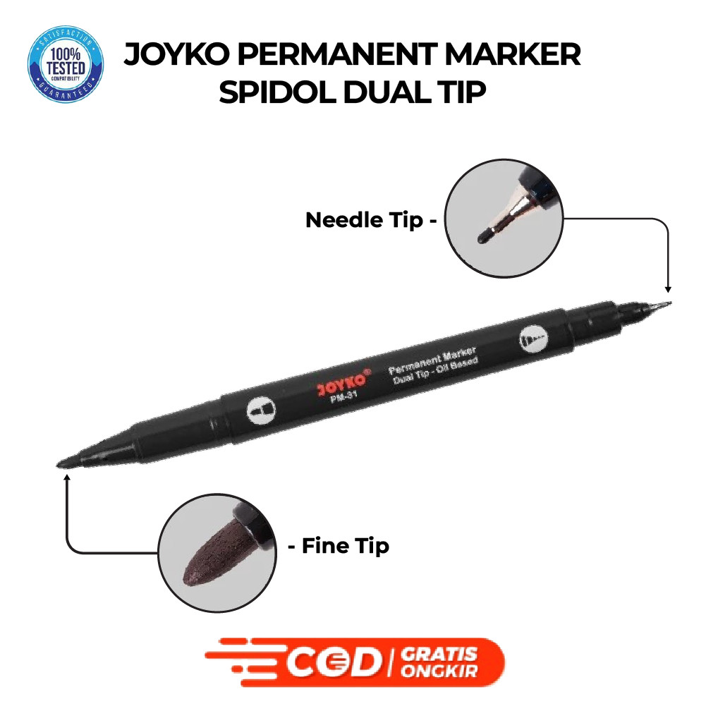 

Joyko Permanent Marker Spidol Dual Tip Permanen PM31-33 Kualitas bagus