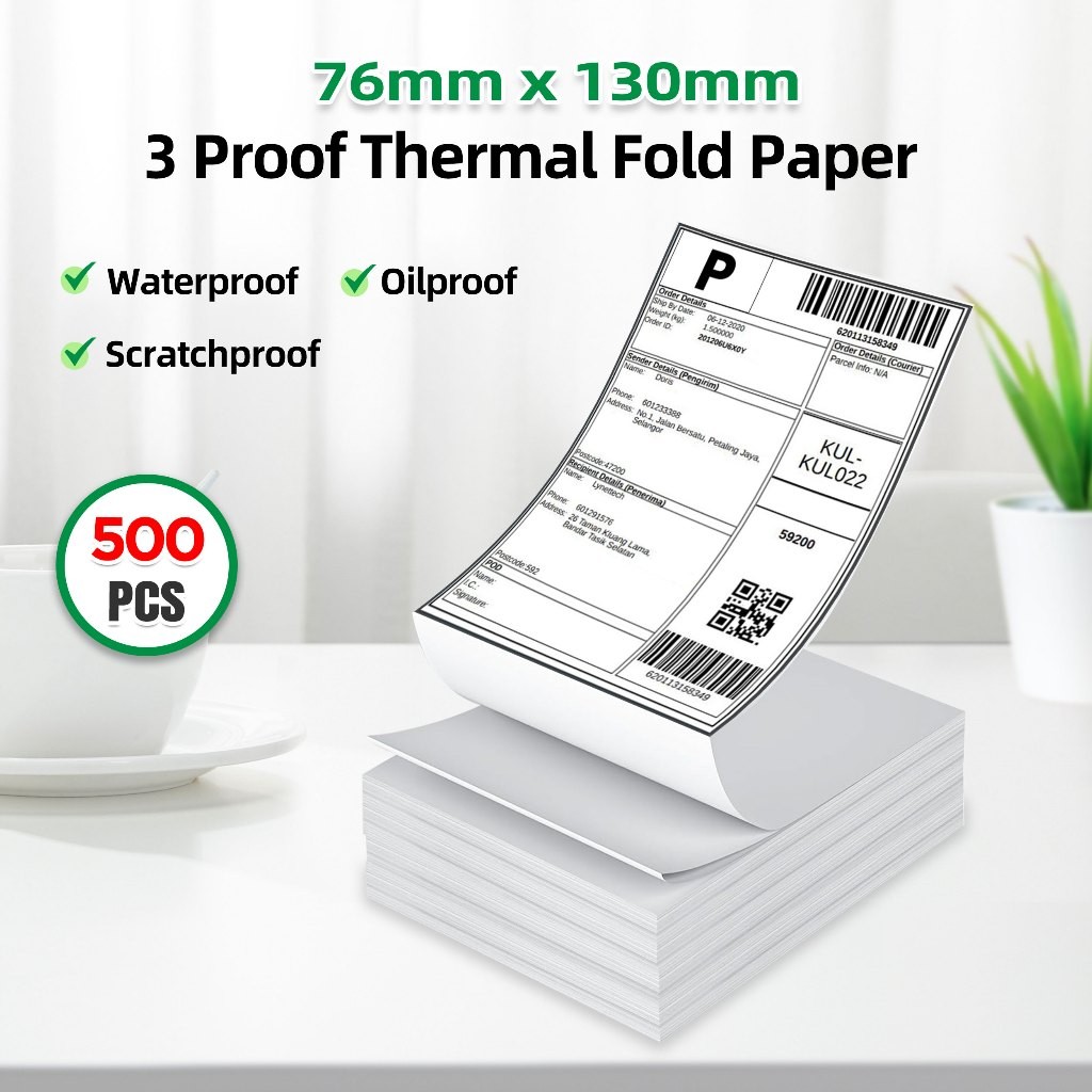 

Label Thermal 76 X 130 Kertas Sticker Barcode Label Pengiriman Resi Thermal 500pcs