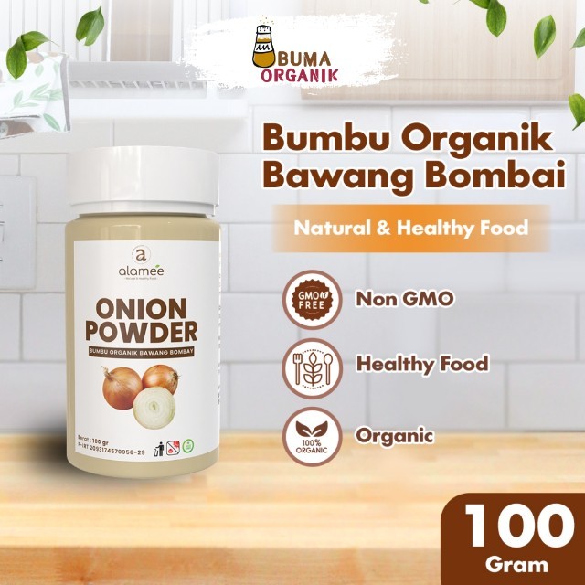

ALAMEE Bawang Bombay Bubuk Onion Powder Ground Spice Bumbu Bombai Dapur Organik Tanpa Campuran 100gr BUMA