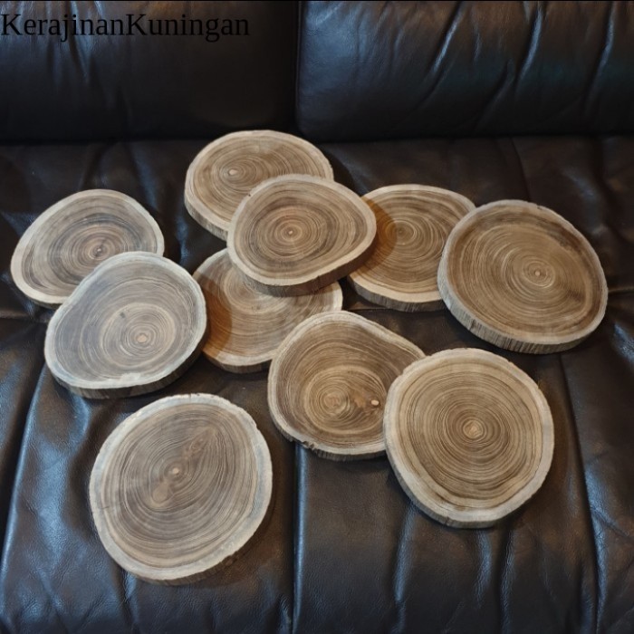 Natural teak wood slice potongan kayu jati 20-25cm bahan dekorasi Ls15
