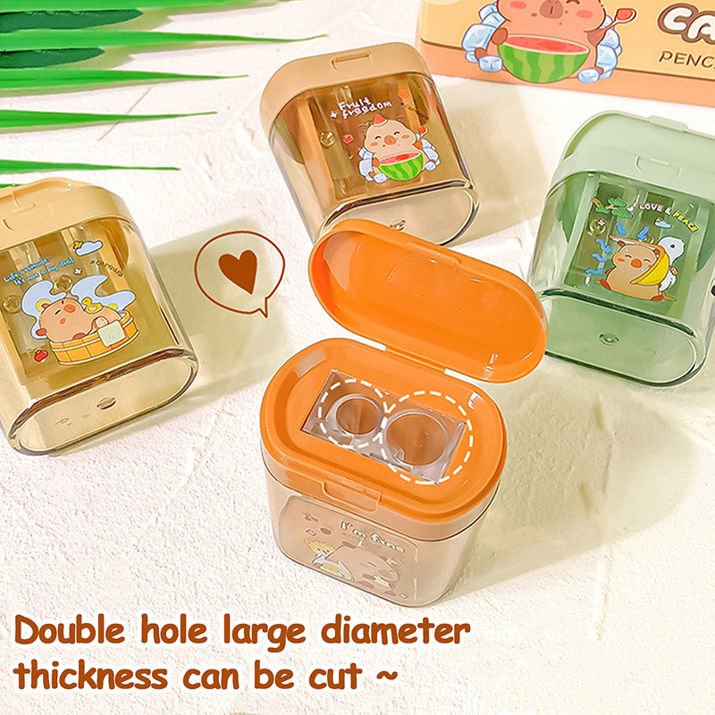 

1pc Cartoon Cute Capybara Double Hole Pencil Sharpener Portable Creative Mini Manual Pencil Sharpener Student Stationery Gifts