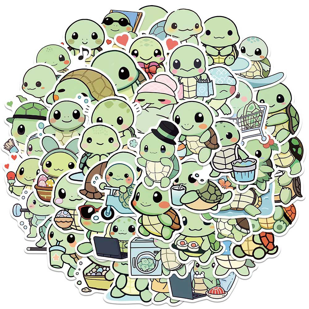 

10/30/50pcs Kawaii Turtle Cartoon Stickers Waterproof Graffiti Phone Cup Laptop Cute Kids DIY Sticker Pack Scrapbooking Supplies