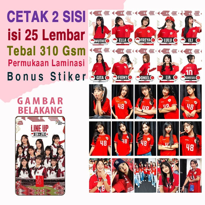 Photocard JKT48 2 Sisi Photocard JKT48 Timnas Indonesia / 25 Pcs Foto JKT48 Jersey Lomocard JKT48 Fo