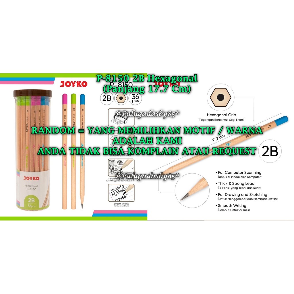 

(1 Tube Isi 36 Pcs) GROSIR Pensil Tabung JOYKO P-8150 2B / Pencil Pensil Joyko P-8150 (1 Tube/36)