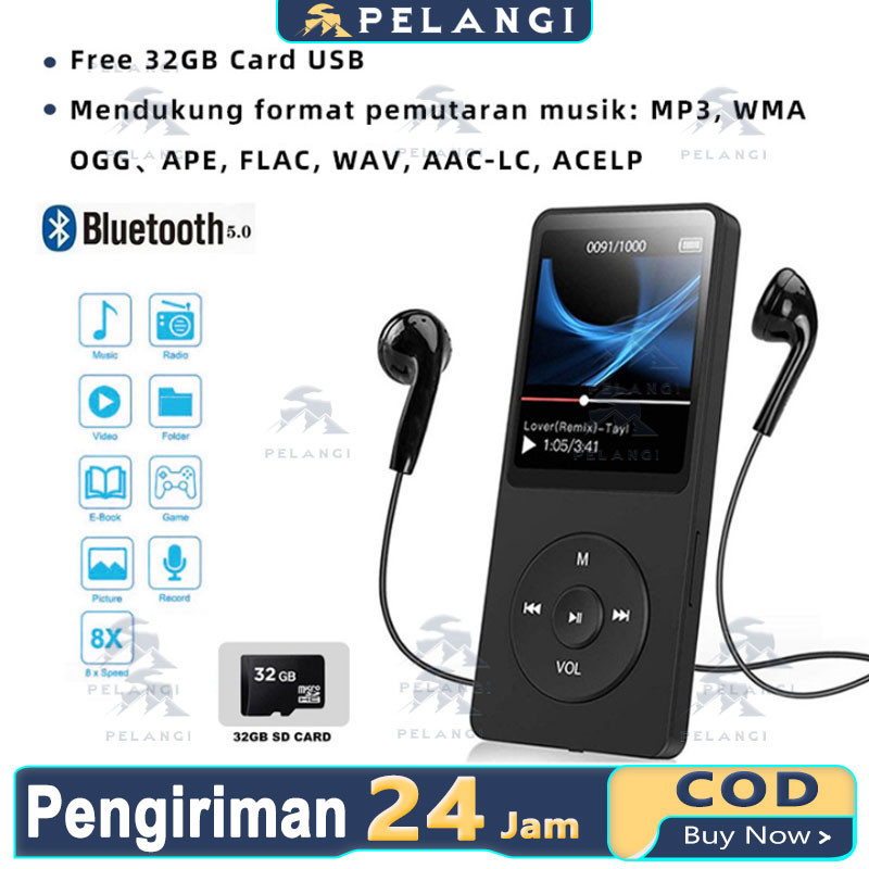 MP4 Player Bluetooth MP3 Mini Player Bluetooth MP3 Bluetooth Speaker Free 32GB Card USB/Type C 1.8 I