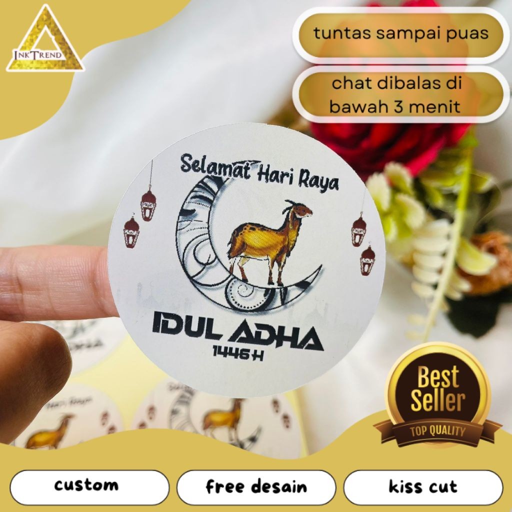 

INKA 5-8 Sticker Selamat Hari Raya Idul Adha Sticker Lebaran Haji Toples Cookies Free Desain Custom