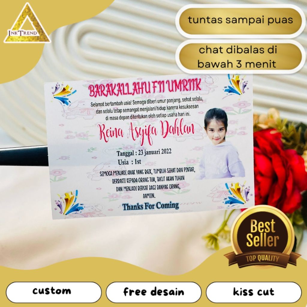 

INKA Sticker Label Hampers Ulang Tahun Persegi Stiker Undangan Birthday Ultah Anak Print Custom