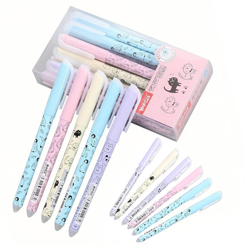 

8Pcs 0.38mm Animal Cat Erasable Gel Pen, Make Mistakes Disappear, Washable Magical Gel Pens Blue Black Ink Supplies Stationery