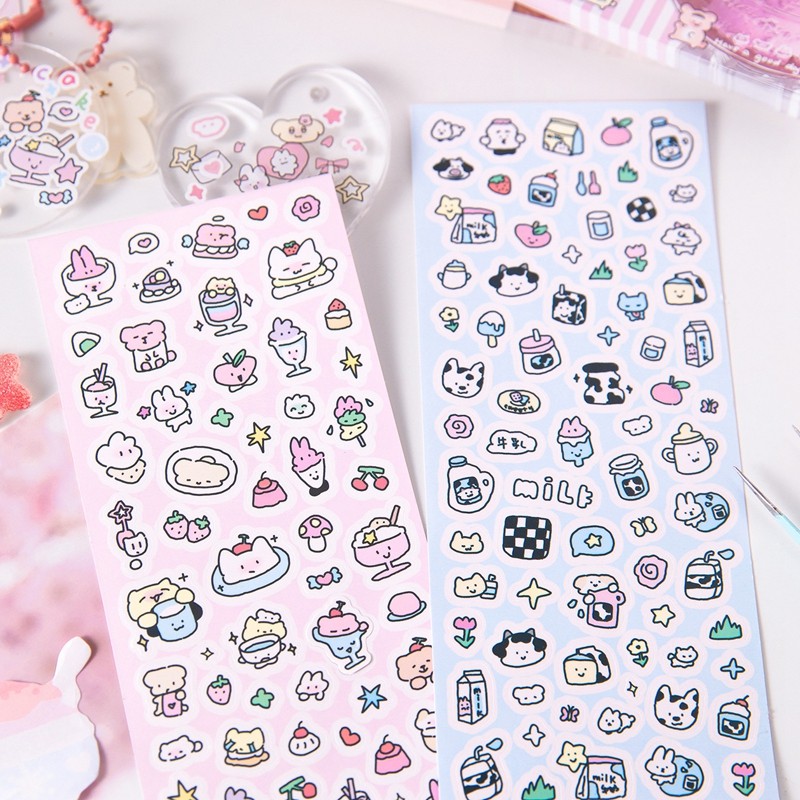 

1pcs Kawaii Mini Food Animals Stickers Diary Hand Account Idol Card DIY Material Decorative Sticker Korean Stationery
