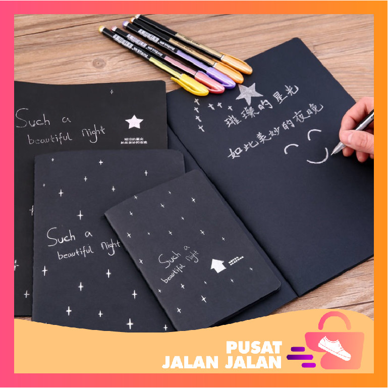 

PJJ - 6448 DIY Scrapbook Agenda Foto Diary / Buku Tulis Warna Hitam / Black Paper Plain Notebook / Notebook Diary Isi 28 Lembar