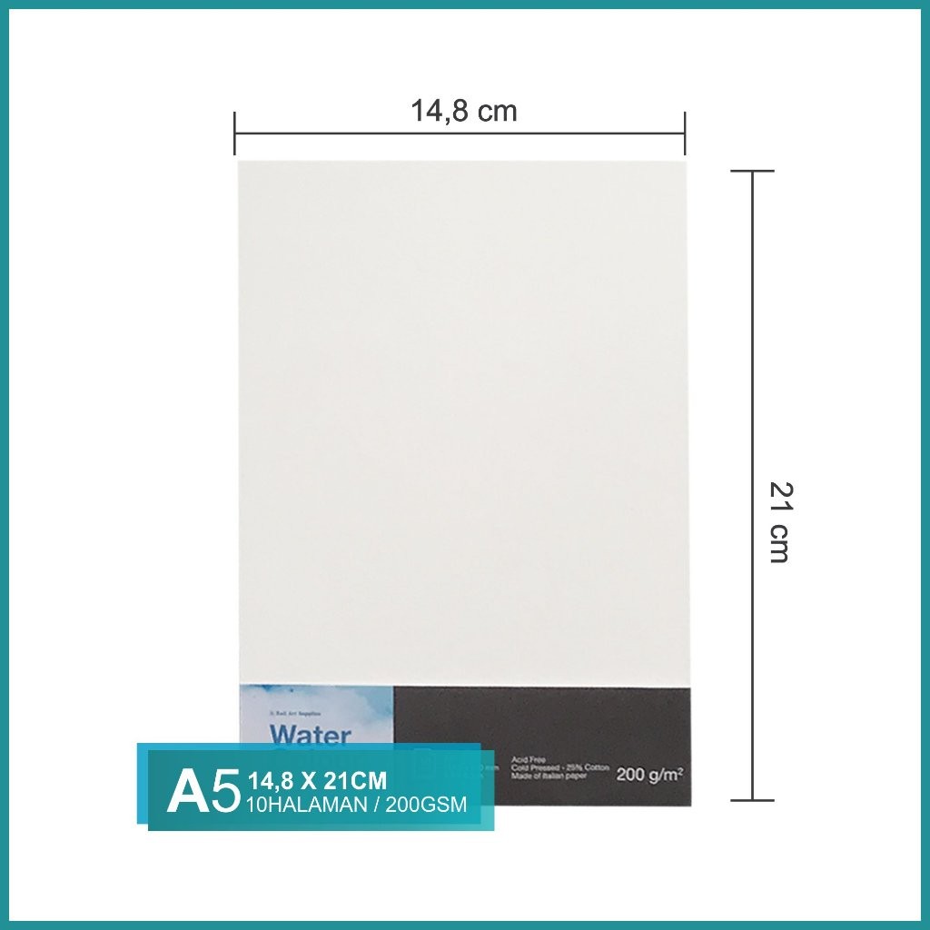 

BALI ART WATERCOLOUR PAPER A5 200GSM 10SHEET / KERTAS CAT AIR A5 200GSM ISI 10 LEMBAR