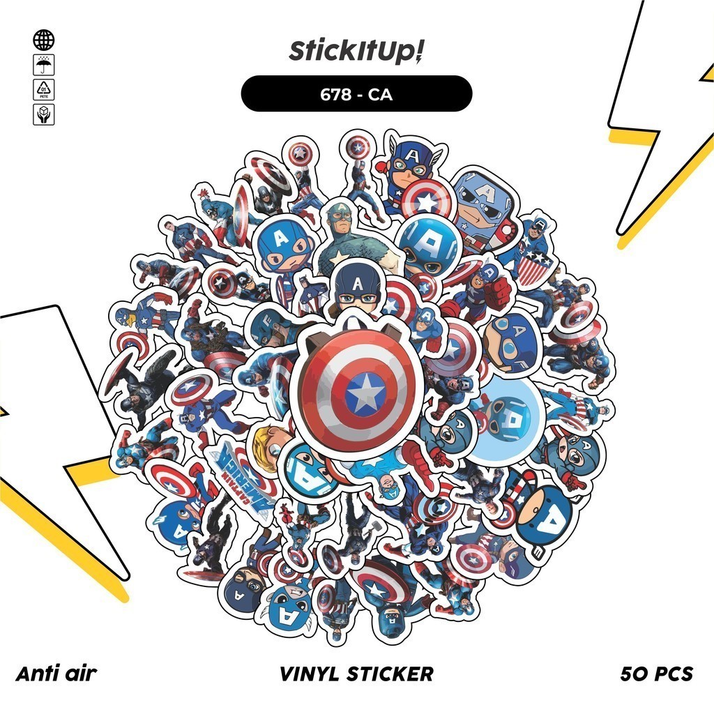 

COD 100 Pcs Stiker Captain America Lucu Anti Air Untuk Dekorasi Notebook Sepeda Skateboard Handphone DIY