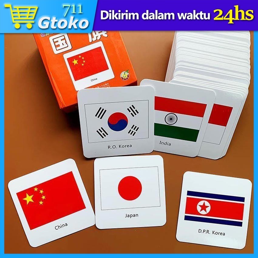 Kartu Bendera Negara Dunia Jelajah Flashcard Mainan Edukasi Anak Flash Card