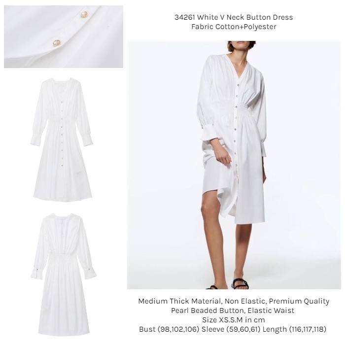 Dress Putih Dress V Neck Dress Polos Dress Panjang Dress Kasual