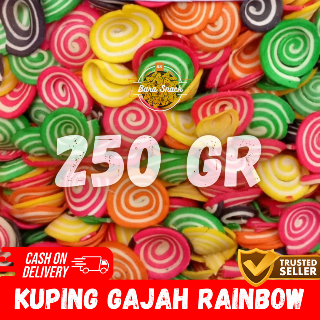 

[ 250gr ] Kuping Gajah Mini Rainbow Premium Renyah Cap Uniqo / Camilan Snack Kiloan Murah