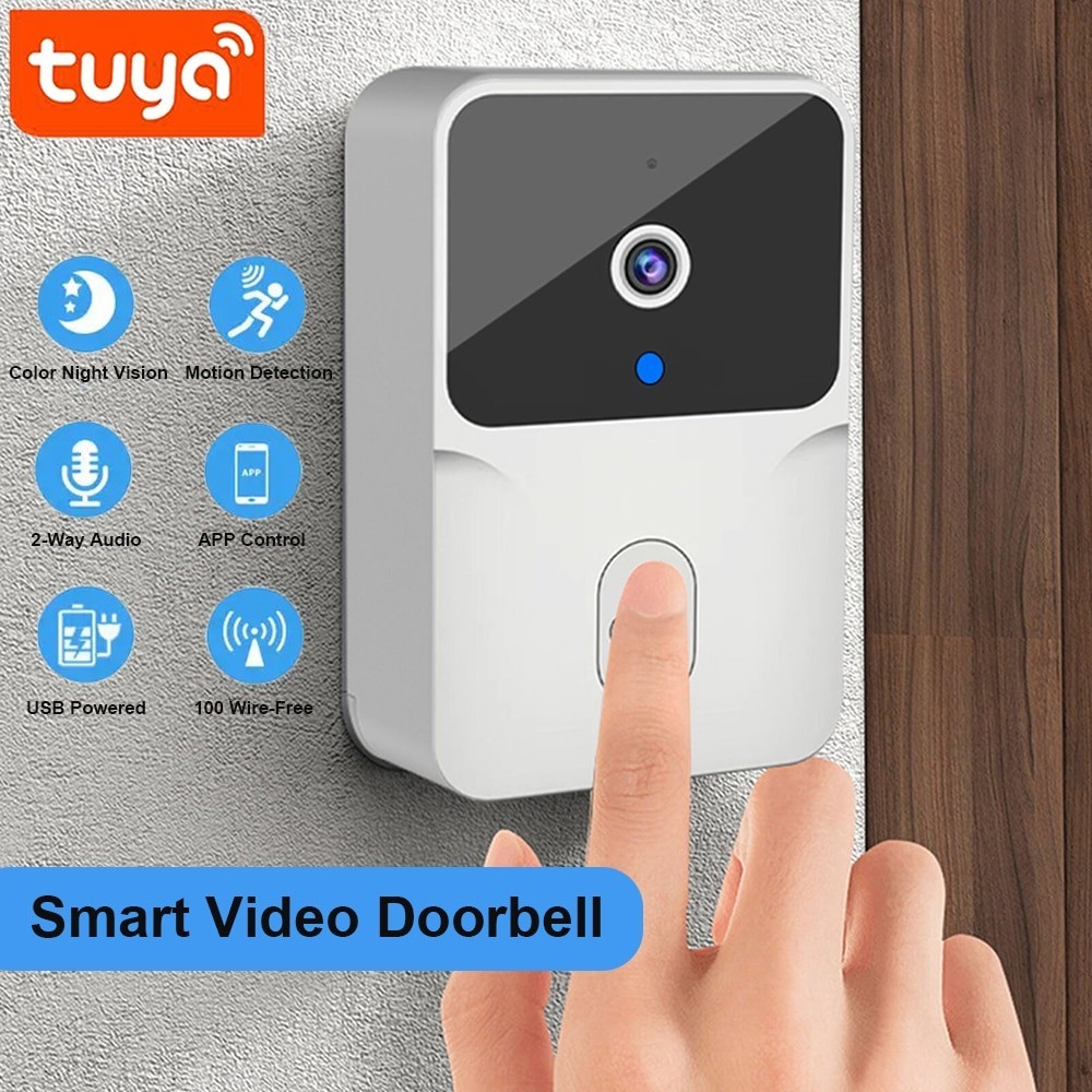 Tuya WiFi Video Doorbell Wireless HD Camera PIR Motion Detection IR Alarm Security Smart Home Door B