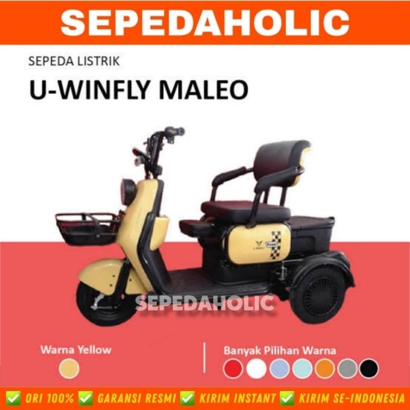 promo Sepeda Motor Listrik UWINFLY MALEO Roda 3 Tiga 500 Watt Electric E Bike