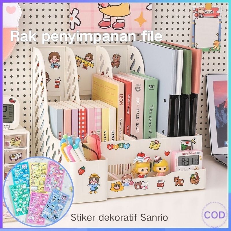 

【COD】Folder dengan tempat pena (Stiker Sanrio) Rak Buku Sekat Rak Penyimpanan Barang tempat Pena Desk Organizer Rak Aesthetic Rak Ins Minimalis Meja Belajar Stationary Kit