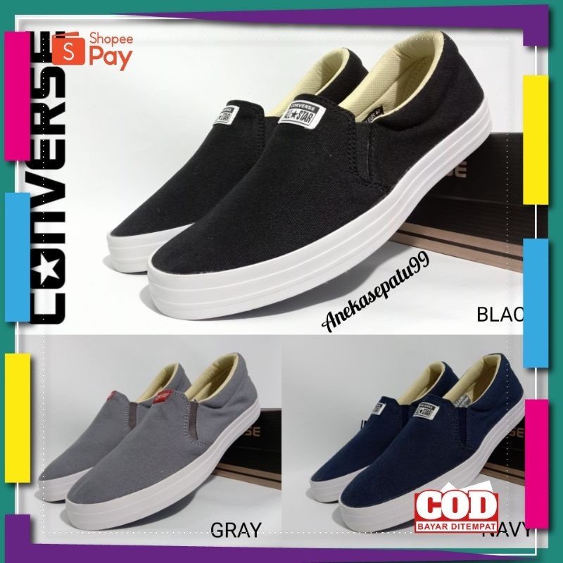 UKURAN SIZE 37 38 39 40 41 42 43 44 45 / SEPATU PRIA WANITA CONVERSE SLIP ON KASUAL UNISEX / SEPATU 