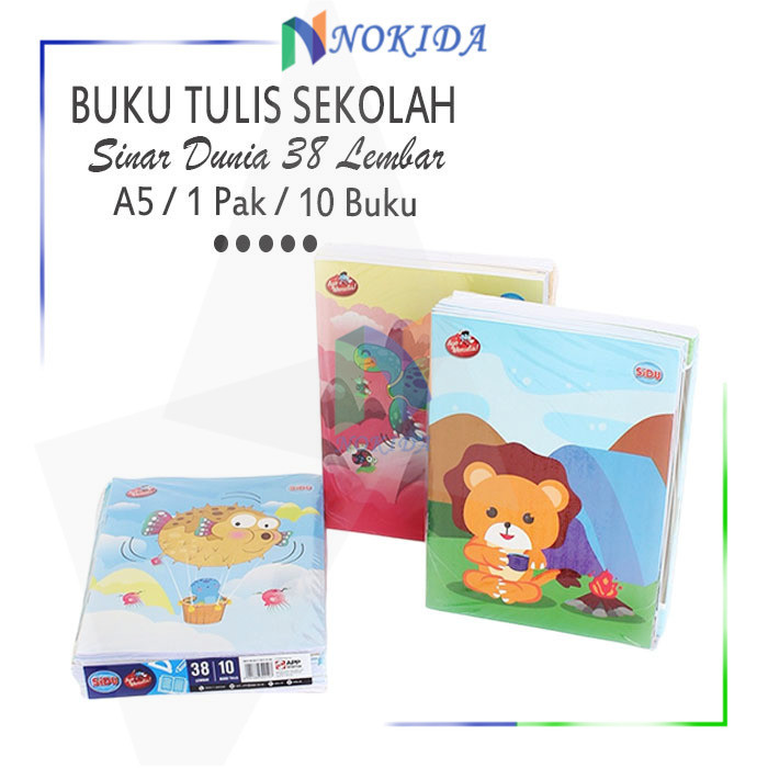 

Nokida Buku Tulis Sinar Dunia [38 Lembar / 10 Buku / 1 Pack] / Buku Sekolah Sidu / Write Book Sidu 1 Pak / Buku Catatan