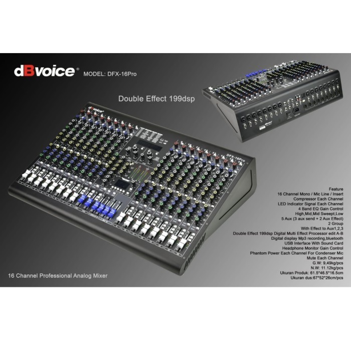 Mixer DB Voice DFX 16 PRO / 16 Channel Dbvoice DFX 16PRO Original