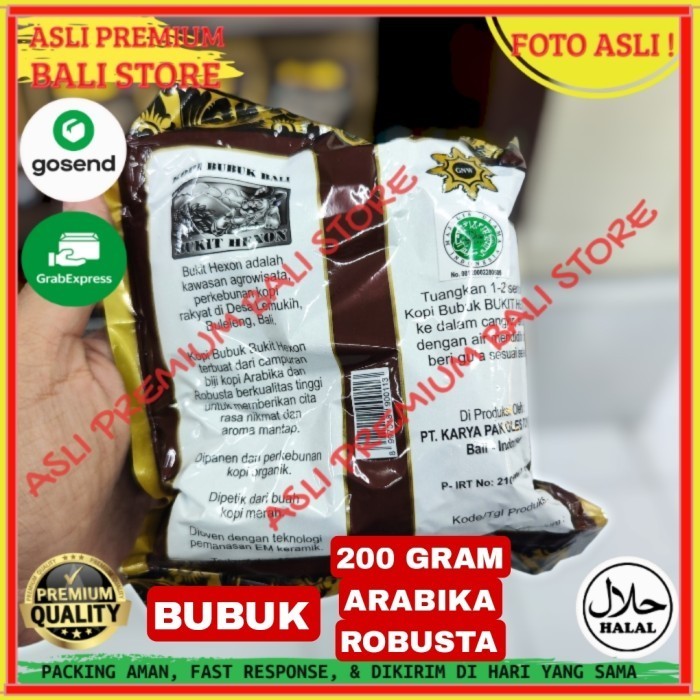 

OLEH OLEH MINUMAN KHAS ASLI ORI ORIGINAL BALI BUBUK KOPI ARABIKA ROBUSTA 200 GRAM GR