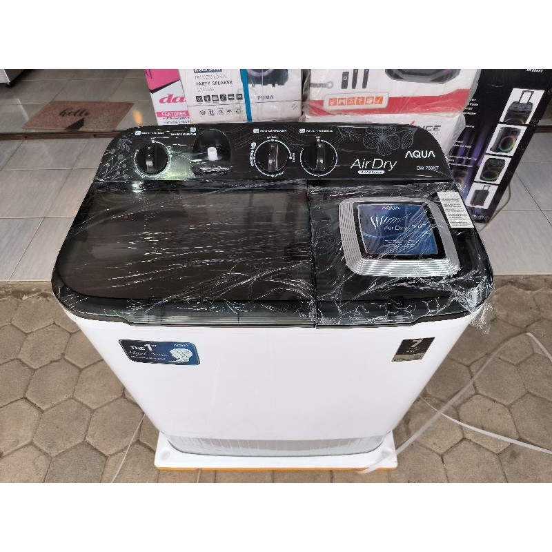 mesin cuci aqua 2 tabung 7 kg transparan/ mesin cuci aqua 760xt