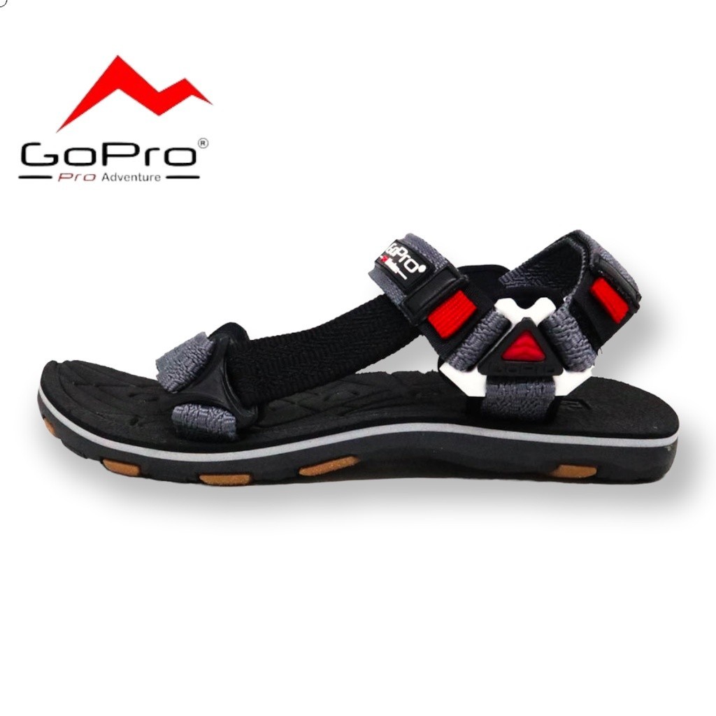 Gopro Rodney Sandal Gunung Pria Velcro Karet Sintetis Merah Bata Abu Ukuran 39-43