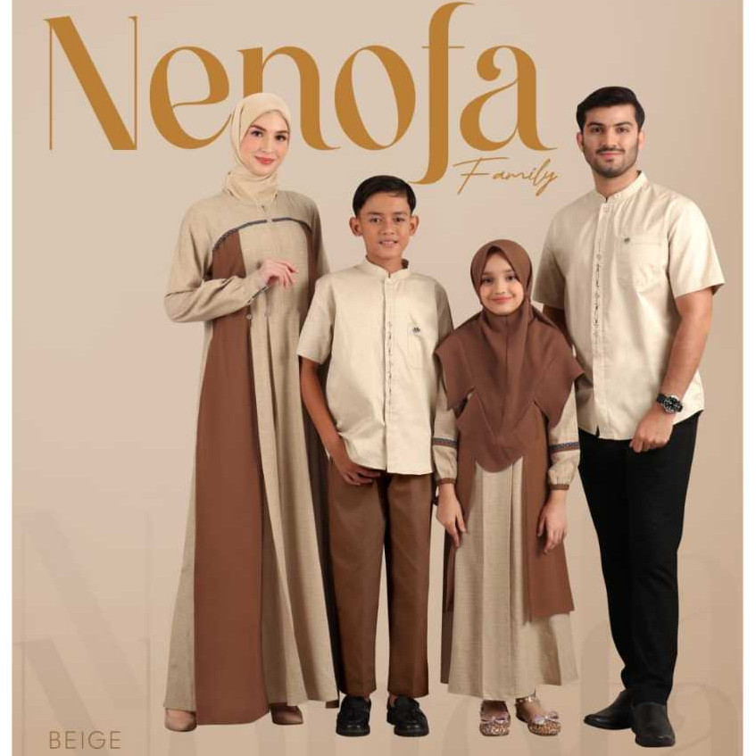 NBRS Sarimbit Keluarga Baju Couple Muslim Keluarga Lebaran 2024 NIbras Rayya Series Nenofa Beige Gam