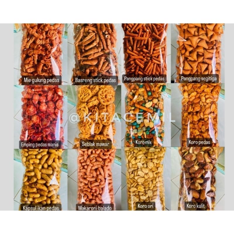 

ANEKA SNACK 10RIBUAN CEMILAN KEKINIAN KEMASAN 150gr-500gr (plastik tebal)