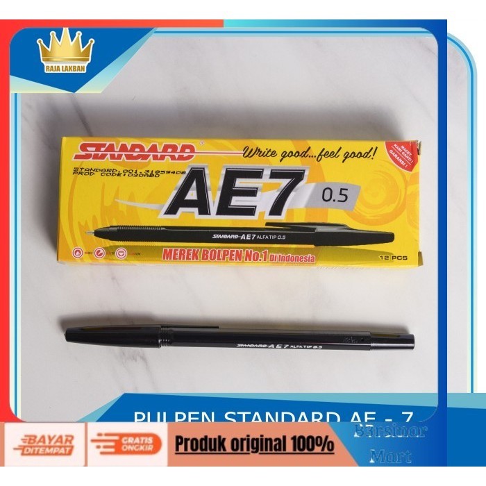 

[COD] DISKON Pulpen Standard AE7 05 Hitam 1 Lusin / 12 Pcs Biru Berkualitas
