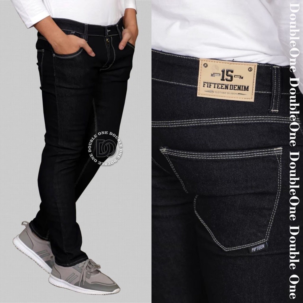 CELANA JEANS PRIA SKNNY - CELANA JEANS DENIM MERAL - CELANA JEANS COWOK - JEANS PRIA ORIGINAL FIFTEE