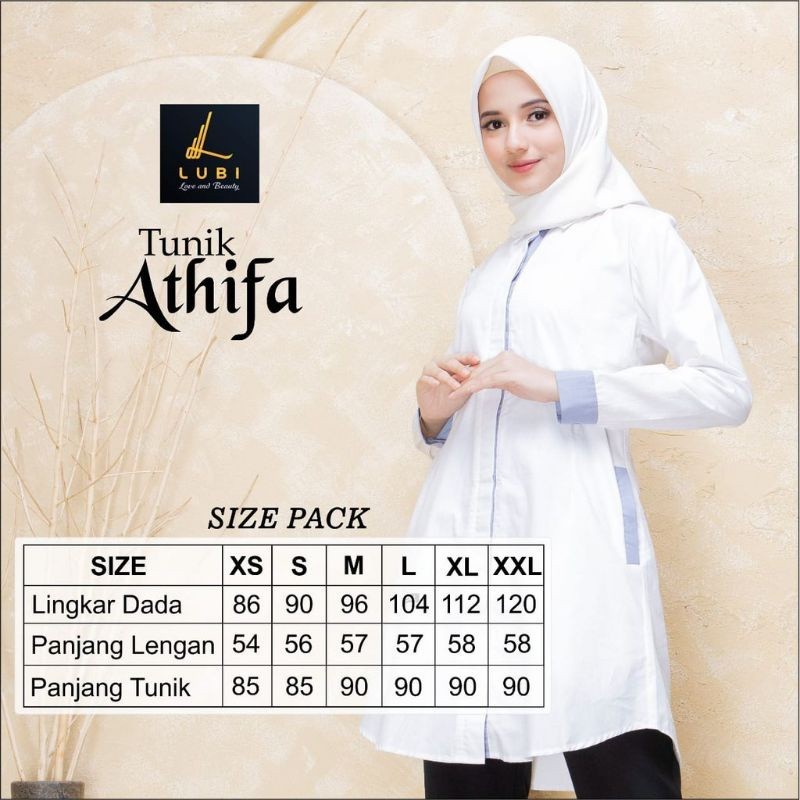 Tunik Athifa White Series By Lubi Tunik Putih/ GAMIS MODEL BARU MURAH
