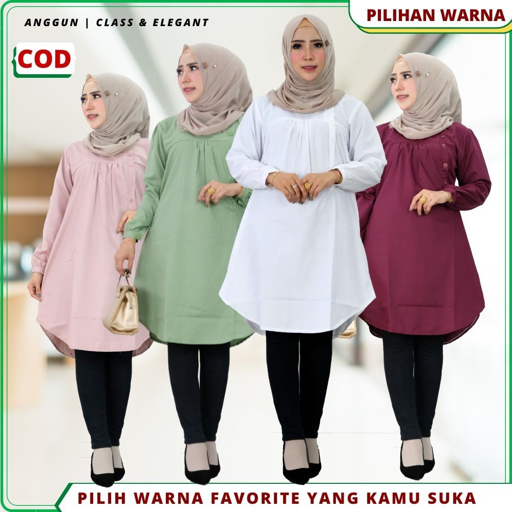 Baju Atasan Tunik polos Wanita Bahan katun Toyobo Premium Adem Remaja Dewasa Terbaru kekinian Warna 
