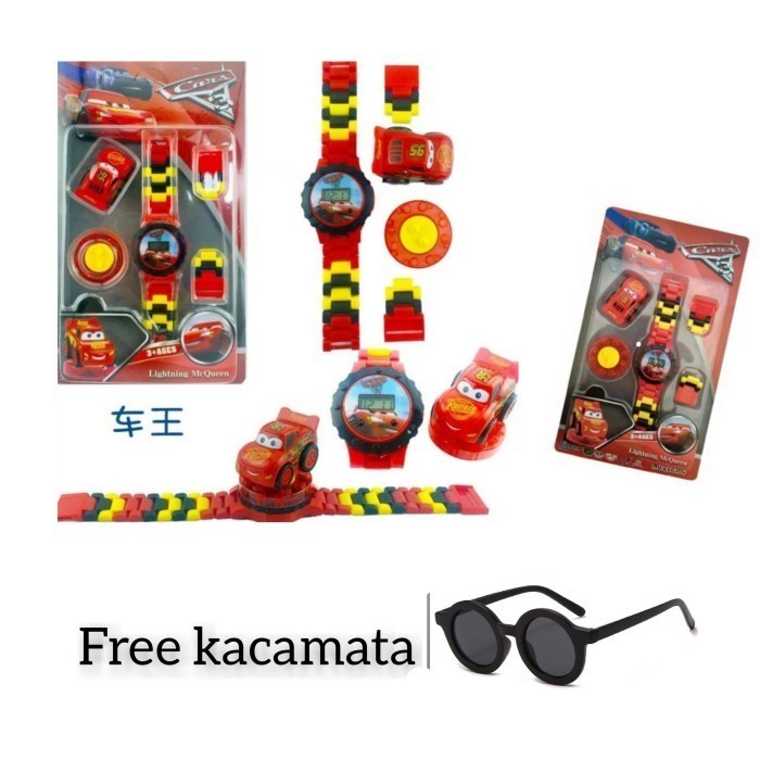 TERMURAH JAM TANGAN ANAK LEGO KARAKTER CARS MCQUEEN FREE KACAMATA BONUS KACAMATA ANAK